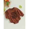 thumbnail image 3 of Hirigin Baby Romper, Long Sleeve Letters Bat Pumpkin Print Halloween Bodysuit, 3 of 9