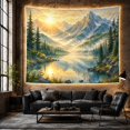 thumbnail image 6 of Mountain Lake Sunrise with Painterly Prominent Jagged Peak, Mystical Fantasy for Space Lovers, Galaxy Room Decor, Housewarming Gift, Tapestry Wall Hanging for Bedroom and Dorm, 6 of 7