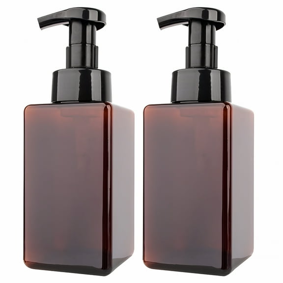 ACDANC Glass & Bottle, 450Ml Square Foam Bottle Push Bottle Pink, Foaming Soap Dispenser 15Oz Refillable Foam Liquid Hand Soap Empty Pump Bottle Container Brown 450Ml