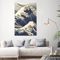 thumbnail image 3 of ZNDUO Japanese Great Waves Pattern Tapestry, Wall Tapestries for Bedroom, 60 x 40 inch, 3 of 8
