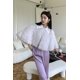 thumbnail image 3 of Capa tipo chal de piel de mapache para mujer, moda femenina, tiras cosidas juntas, abrigo real, chaqueta elegante para fiesta de noche, otoño e invierno, 3 of 5