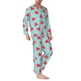 thumbnail image 2 of Hirioo Watermelon for Men's Pajama Sets 2 Piece Pjs Men's Long-Sleeved Pajama Set Button Down Sleepwear,S-XXL-Large, 2 of 7