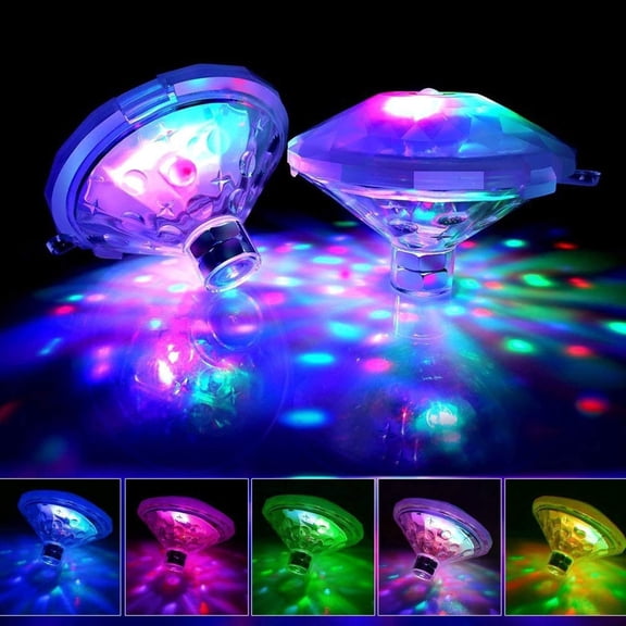 Floating LED Pool Lights for Swimming Pool, 7 Colors Changing RGB Underwater Lights, Waterproof Floating Fountain Lamp, Flashing Lighting for Party, Pond, Hot tub, Garden Decorations Outdoor, 2 Pack