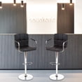 thumbnail image 7 of Set of 2 PU Leather Bar Stools Armrest Counter Stools Swivel Square Counter Height Barstools with Armrest Adjustable Hydraulic Bar Chairs with Upholstered Back & Seat, Black, 7 of 7