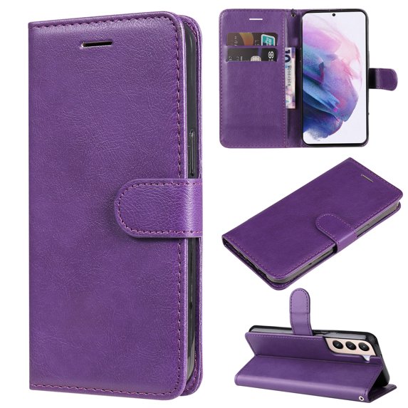 Nalacover Wallet Case for Samsung Galaxy S23 Plus, Card Slots Holder Magnetic Clasp Premium Luxury PU Leather Flip Folio Cover with Kickstand Wrist Strap Soft Silicone Shockproof Case,Purple