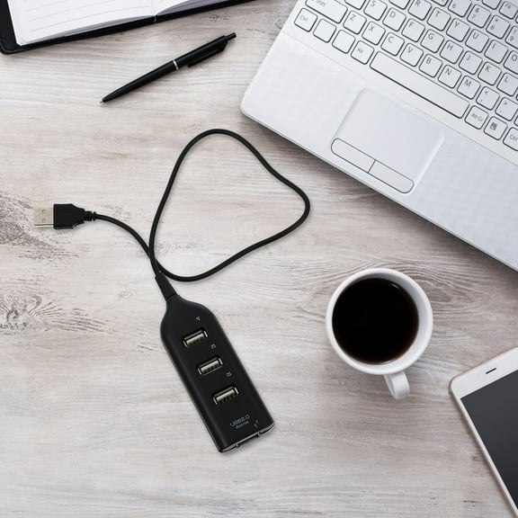 Masteelf 4 Port USB 2.0 Hub for Computer Use Lightweight Black ABS Portable Splitter