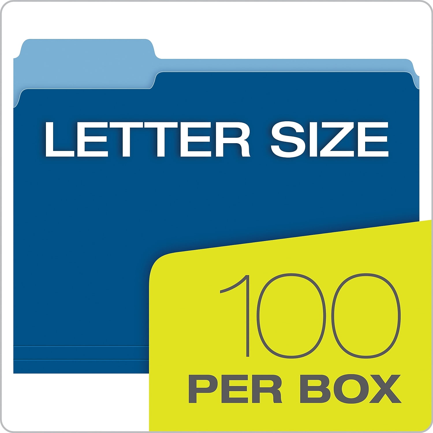 Pendaflex Two-Tone File Folder, Letter Size, 1/3 Cut Tabs, Navy, Pack of 100