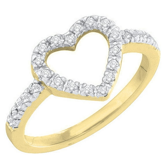 Dazzlingrock Collection 0.18 Carat (ctw) 14K Round Diamond Bridal Heart Shaped Promise Engagement Ring, Yellow Gold, Size 8