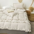 thumbnail image 4 of MOOWOO Shabby Chic Beige 2 Pieces Bedding,Vintage Ruffled Queen Duvet Cover Set with Layers Ruffles,Soft Brushed Microfiber Set with Zipper Closure,Lightweight Duvet Cover Set, 4 of 5