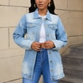 thumbnail image 4 of LOVZFMLL Vestes pour Femmes Mode Femmes Décontracté Bouton Uni Manches Longues Veste Manteau, 4 of 9