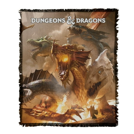 Dungeons & Dragons Blanket, 50'x60' Tiamat Art Woven Tapestry Cotton Blend Fringed Throw