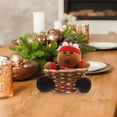 thumbnail image 4 of KAKOWELY 2 cestas navideñas para dulces, decorativas, de bambú, con forma de alce, muñeco de nieve, galletas, comida y fruta., 4 of 5