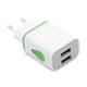 thumbnail image 1 of Cargador universal de viaje para el hogar con enchufe en forma de gota de agua, luz LED, doble puerto USB, adaptador de pared para teléfonos inteligentes con enchufe europeo (verde), 1 of 7