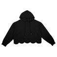 thumbnail image 6 of Cropped Hoodie Women Casual Elegant Cute Scalloped Hem Crop Sweatshirts Long Sleeve Drawstring Pullover 2026 Fall Soft Lightweight Hooded Tops Daily Travel Outfits, Black 2XL, 6 of 7