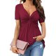thumbnail image 1 of Fiudx Liquidación de Ahorros de Verano Camiseta de Manga Corta Sexy con Cuello En V Informal para Mujer, 1 of 6
