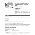 thumbnail image 2 of Rear Brake Pad Rotor and Caliper Set - Compatible with 2002 - 2006 Toyota Camry 2003 2004 2005, 2 of 2