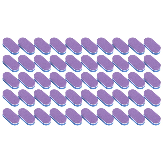 Unique Bargains 50 Pcs Mini Block Oval Nail Buffers for DIY Blue Purple