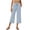 Light Blue, variant on Capri Pants for Women Solid Color Straight Loose with an Elastic Waistband and Pockets Athletic Casual Pant