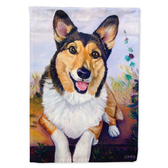 Carolines Treasures 7365GF Pembroke Corgi Waiting Garden Flag Garden Size multicolor