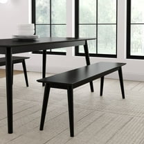 Plank Beam 59" Mid Century Modern Solid Wood Dining Bench, Entryway Bench, Dining Room Bench, Black