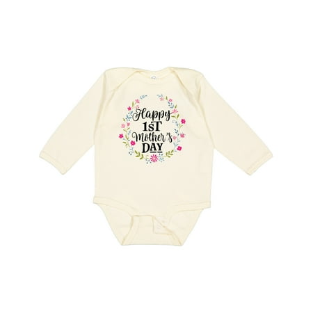 

Inktastic Happy 1st Mothers Day Outfit Girls Gift Baby Girl Long Sleeve Bodysuit