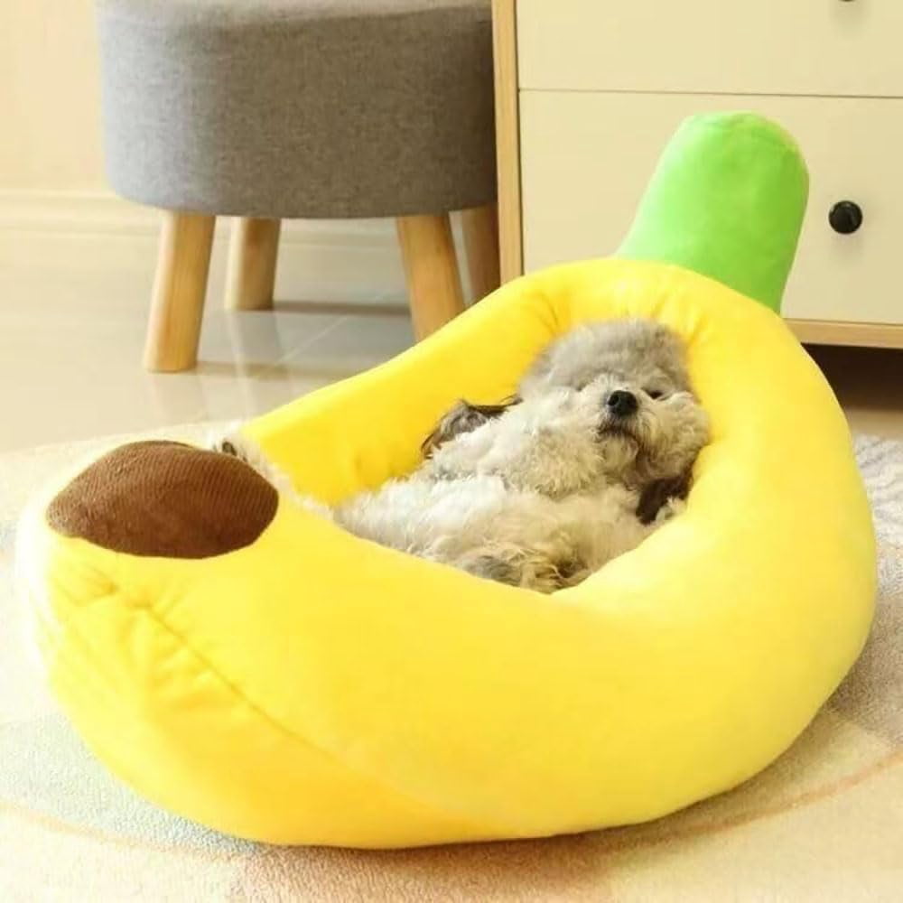 Banana Bed for Dogs, Banana Dog Bed, Pet Nest Cute Soft Washable Bananas Pet Beds with Removable Cushion