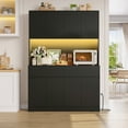 thumbnail image 5 of Hiphuta 71"Tall Modern Pantry Cabinet with Charge Station & Led Light, Freestanding Kitchen Hutch Cabinet for Dining Room, Black, 5 of 8