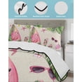 thumbnail image 3 of Twin XL Quilt Bedding Set, Summer Flamingo Reversible Summer Quilt 3 Pieces, Tropical Plants Botanical Floral Rustic Lightweight Bedspreads Coverlets with 2 Pillow Shams for All Seasons, 3 of 5