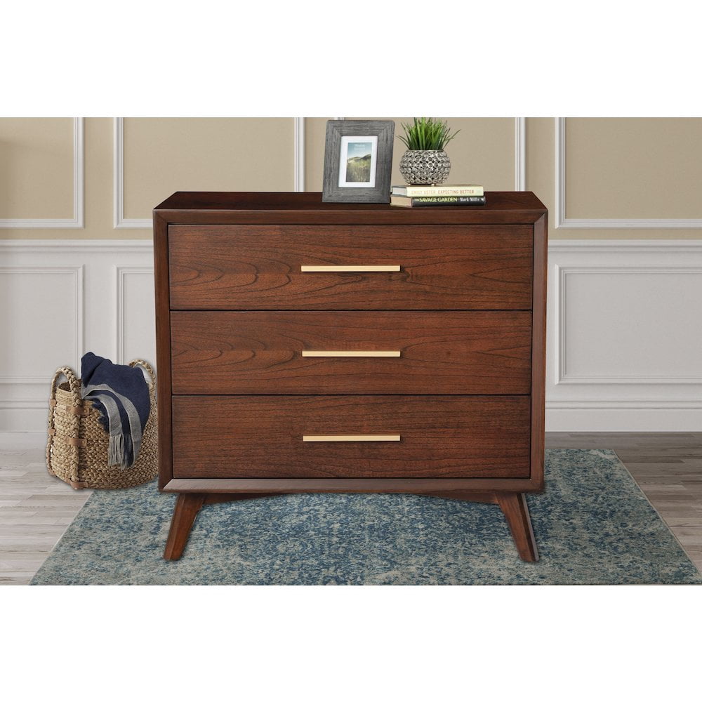 Alpine Furniture Gramercy 3 Drawer Small Wood Chest in Walnut (Brown)