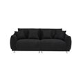 thumbnail image 3 of JERFIT Modern Teddy Fabric Sofa Couch for Small Space, 3-Seater with 4 Throw Pillows, Compact Apartment Living Room Furniture, Black, 3 of 6