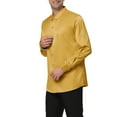 thumbnail image 4 of Unique Bargains Men's Prom Satin Long Sleeves Button Down Slim Fit Formal Shirts L Golden, 4 of 6