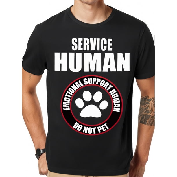 Emotional Support Human - funny service human T-shirt funny Men’s Short Sleeve Graphic T-shirt Collection black Tee For Adult, Men, Women, Teen, Teenager, Adolescent,Youth