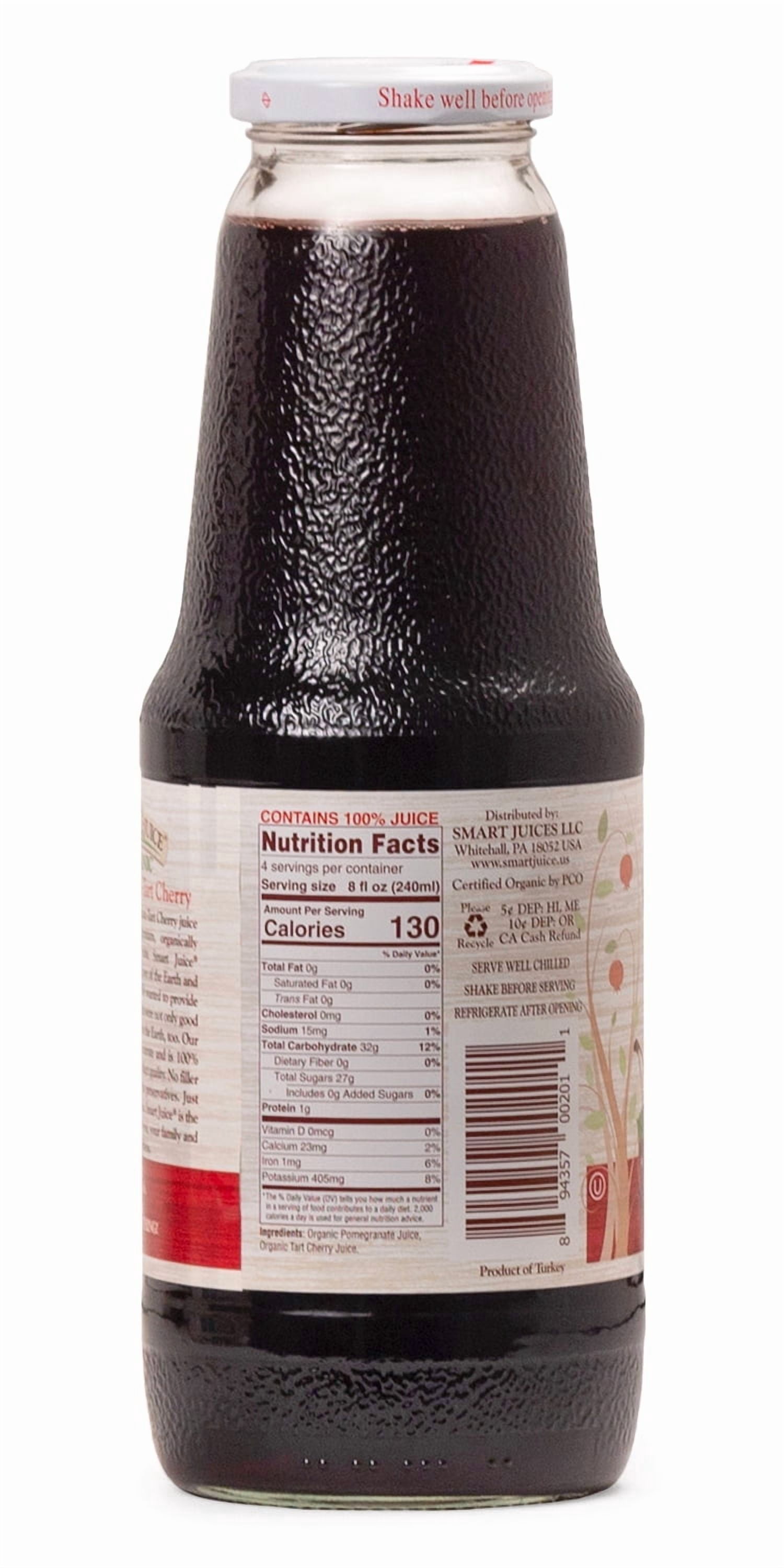Smart Juice Organic Pomegranate–Tart Cherry Juice - 100% Juice, Not From Concentrate - 33.8 fl oz (1L) - (case of 6)