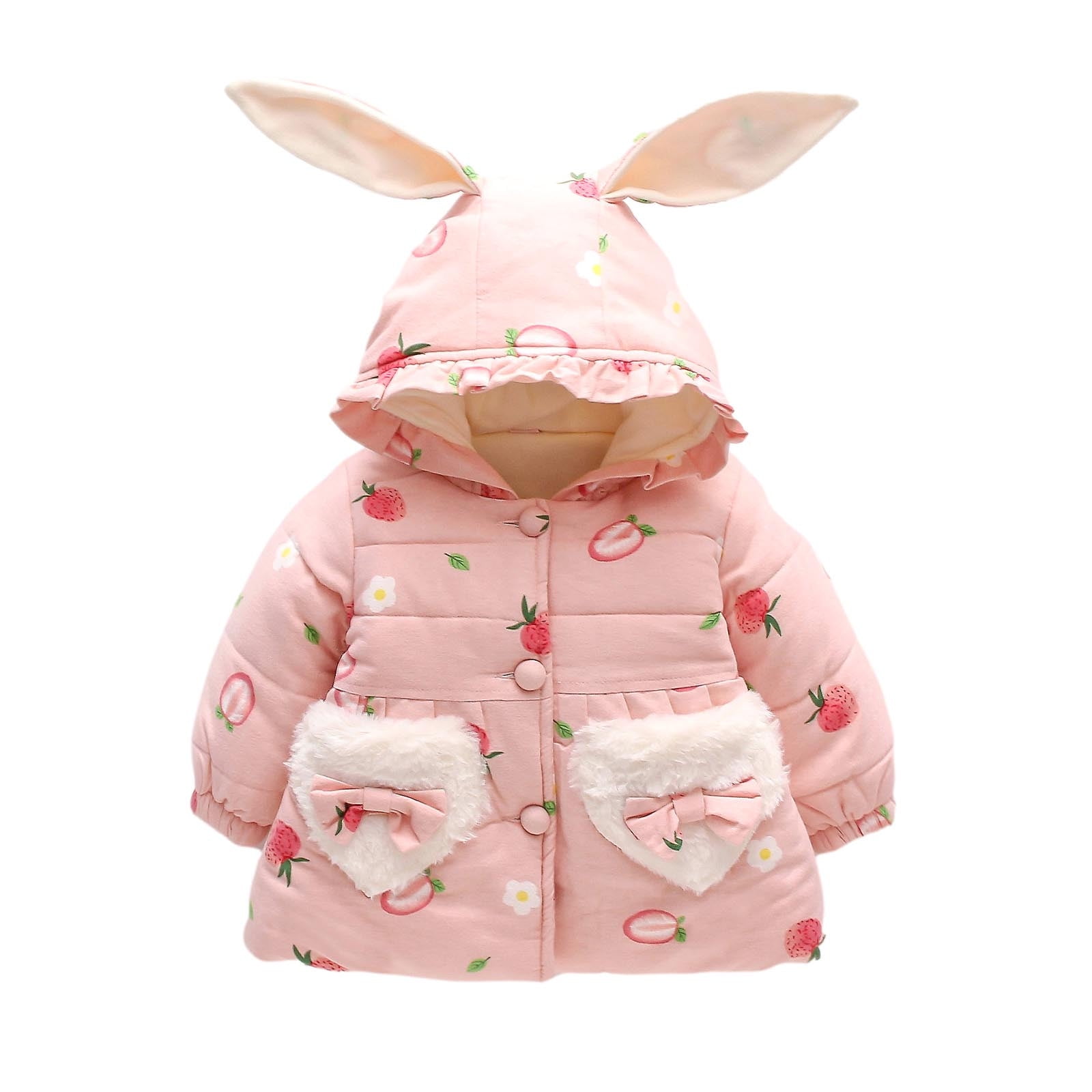 Toddler Baby Girls Cartoon Rabbit Thicken Keep Warm Hooded Jacket Coat Snowsuit 