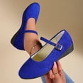 thumbnail image 2 of Rvasteizo Womens T Strap Wedge Shoes Solid with Ankle Strap Pull-On Summer Breathable, 2 of 5