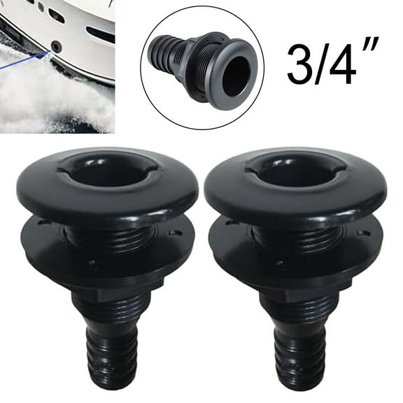 2Pcs Thru Hull Fitting Marine Through Hull Connector Fitting for Boats Black
