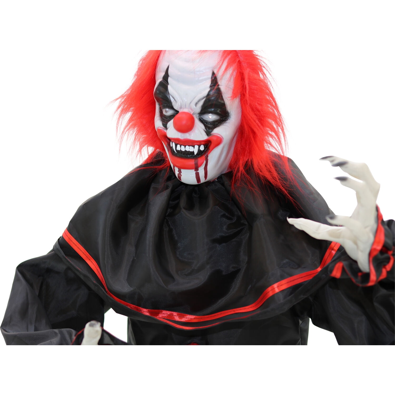 Haunted Hill Farm 5 ft Animatronic Hell Raiser Clown, Indoor/Covered Outdoor Halloween Decoration, HHCLOWN-20FSA