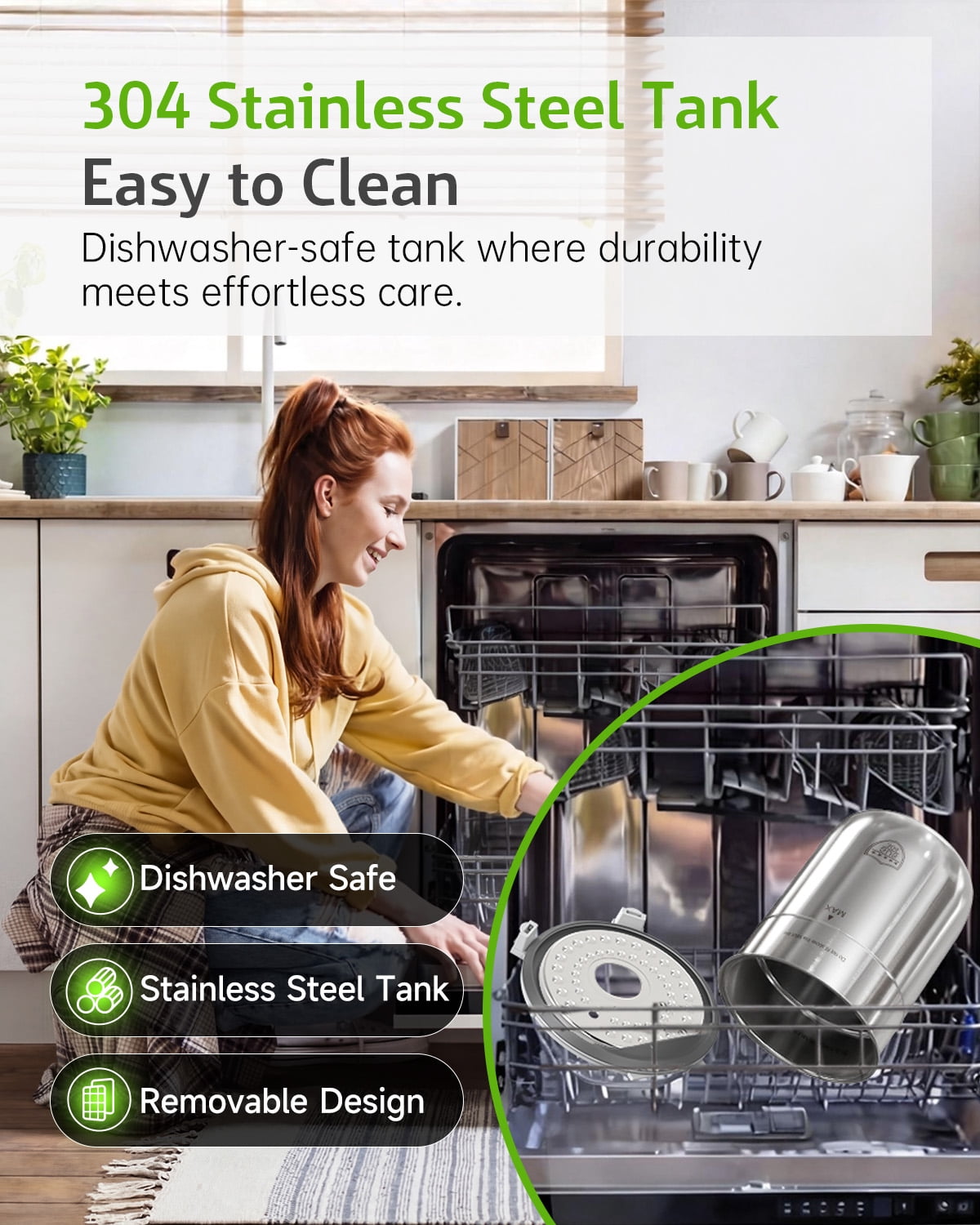 Stainless Steel Humidifier for Bedroom, Warm Mist Steam Humidifier 4L with Auto Self-Cleaning Mode, Easy Clean & Dishwasher Safe for Large room Living Room Home Office, Tip-Over Protection, White