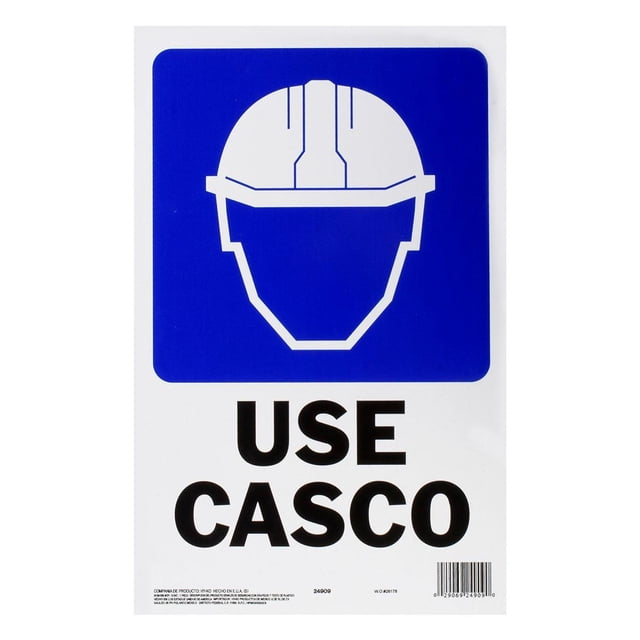 Letrero Para Pared Use Casco Hyko Plástico 35.5X22.9 Cm