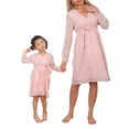 thumbnail image 6 of Franhais Parent-child Casual Midi Dress, Pink Wave Dotted Pattern V-neck Dress for Women/ 2-9 Years Old Girls, 6 of 9