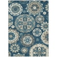 thumbnail image 3 of HomeRoots 585700 3 x 5 ft. Floral Medallion Washable Indoor & Outdoor Rectangle Area Rug, Navy Blue & Taupe, 3 of 5