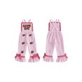 thumbnail image 2 of RUINIXCW Toddler Baby Girl Football Game Day Outfit Gingham Plaid Romper Overall Rugby Embroidery Sleeveless Jumpsuit Overalls Bell Bottoms, 2 of 9