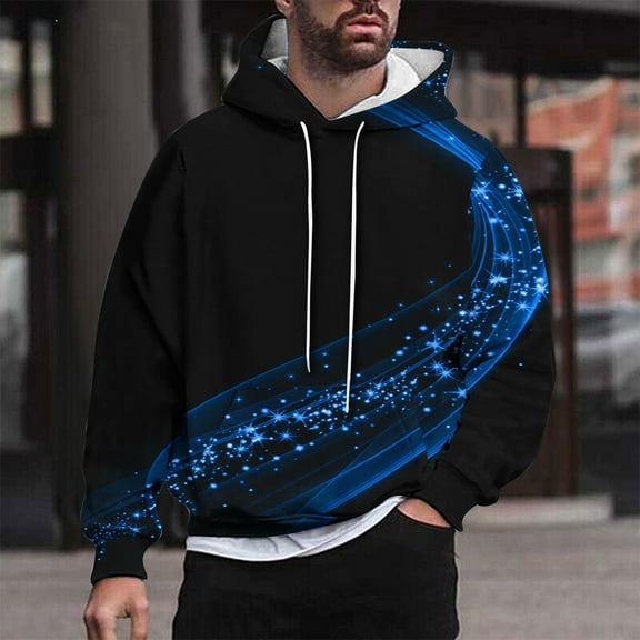 POROPL Hoodies for Men Fashion Long Sleeve Sweatshirt with Pockets Print Pullover Tops Casual Fall Outfits