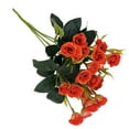 thumbnail image 6 of 25 Heads Artificial Rose Flower Table Desk Decorative Fake Rose Bouquet Wedding Party Floral Decor, Orange Red, 6 of 9