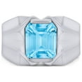 thumbnail image 4 of AFFY 8x10 mm Simulated Birthstone Men's Ring Blue Topaz In 14K White Gold Plated 925 Sterling Silver. Ring Size 7, 4 of 6