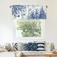 thumbnail image 3 of Christmas Tree Kitchen Valance Curtains Blue and White Chinoiserie Xmas Valence Curtain Winter Windows Treatments Rod Pocket for Bedroom Bathroom Decor 18x54 Inch, 3 of 7