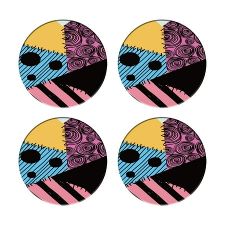 

The Nightmare Before Christmas Coasters Round Ceramic 4-Piece Set 3.9 Inch with Cork Bottom Non-Slip Table Coasters Insulated Beverage Coasters for Kitchen Coffee Furniture and Tabletop Decoration