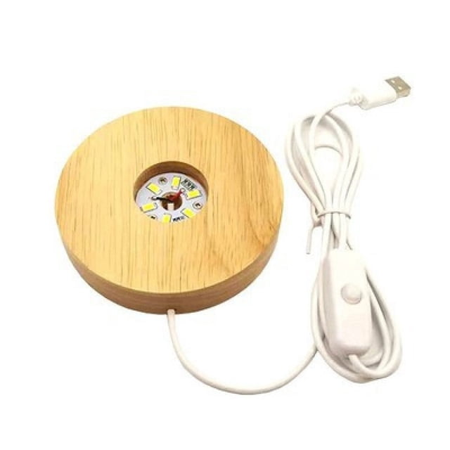 Base de exhibición de luz de madera, Base de pantalla LED de madera, soporte de Base de cristal, soporte de pantalla LED de madera para arte de resina de cristal 3D