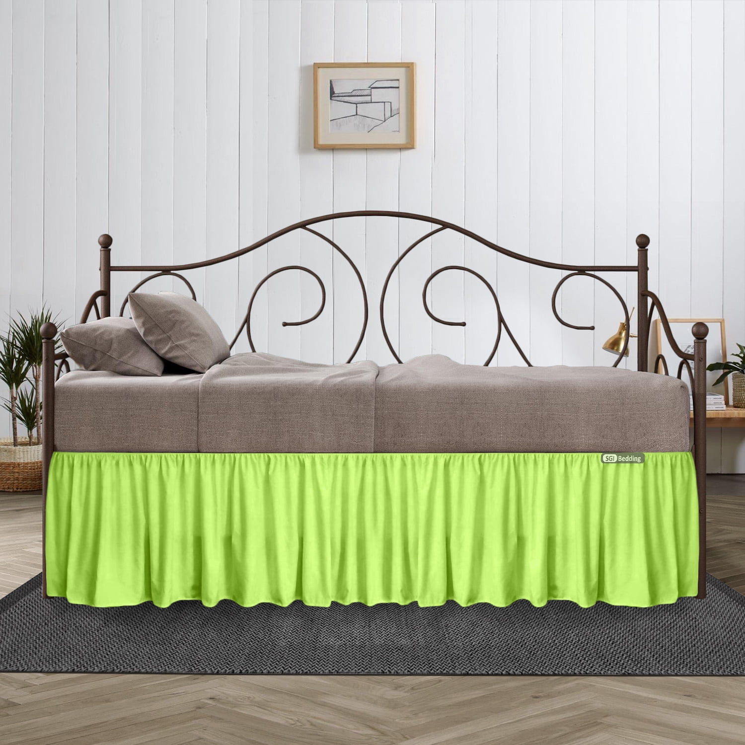 Daybed Pleated Tailored Bed Skirt Solid Chocolate 600 TC Cotton Twin Twin XL 