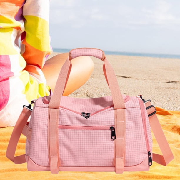 Bolsa de gimnasia Bolsa de viaje con zapatería con una tirada impermeable Correa ajustable Separación seca y húmeda para entrenamiento de hombres de Rosa
